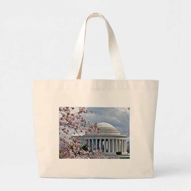 Bolsa Tote Grande Memorial de Jefferson - flores de cerejeira (Frente)