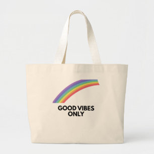Bolsa Tote Grande Menina Arco-Íris Estética Linha Arte Vibrações Pos