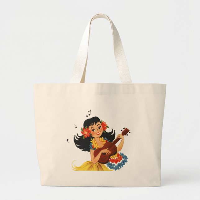 Bolsa Tote Grande Menina de Hula Hula (Frente)
