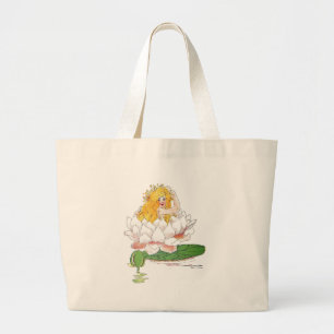 Bolsa Tote Grande Menina feericamente floral bonito da criança de