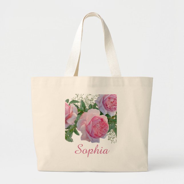 Bolsa Tote Grande Meninas Caprichosas Cores Arco-Íris Cartoon Nome C (Frente)