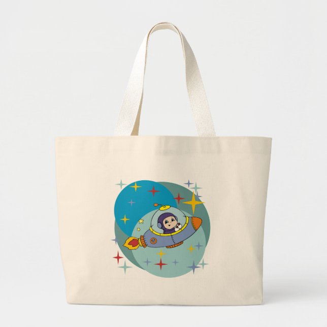 Bolsa Tote Grande Menino na nave espacial (Frente)