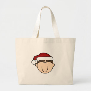 Bolsa Tote Grande Menino triguenho no chapéu do papai noel