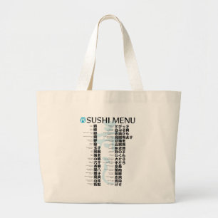 Bolsa Tote Grande Menu-Jpanese do sushi