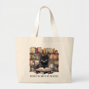 Bolsa Tote Grande Meow É A Hora De Atingir Os Livros