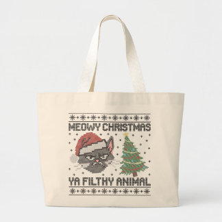 Bolsa Tote Grande Meowy Christmas Ya Filthy Animal - Ugly Christmas