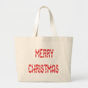 Bolsa Tote Grande Merry Christmas Candy Cane Font