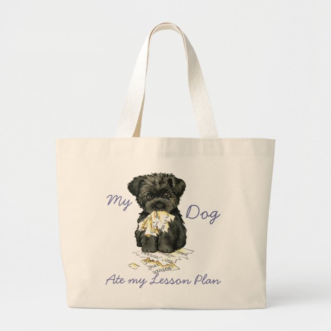 Bolsa Tote Grande Meu Affenpinscher Comeu Meu Plano De Lição (Frente)