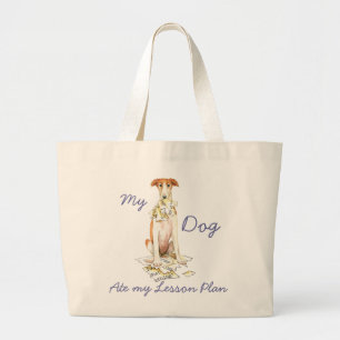 Bolsa Tote Grande Meu Borzoi Comeu meu Plano de Lição