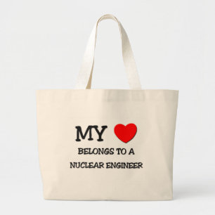 Bolsa Tote Grande Meu coração pertence a um ENGENHEIRO NUCLEAR