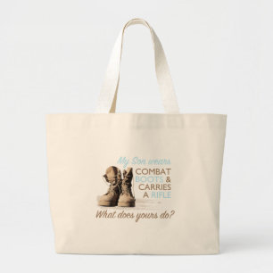 Bolsa Tote Grande Meu filho veste botas de combate