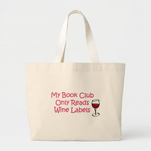 Bolsa Tote Grande Meu Livro Clube Lê Apenas Etiquetas De Vinho