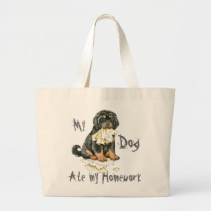 Bolsa Tote Grande Meu Mastiff Tibetano Comeu Minha Homework
