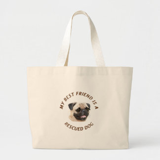 Bolsa Tote Grande Meu Melhor Amigo (Pug)