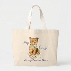 Bolsa Tote Grande Meu Norwich Terrier Comeu meu Plano de Lição