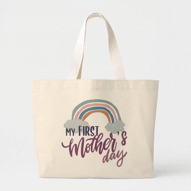 Bolsa Tote Grande Meu primeiro Dia de as mães (Frente)