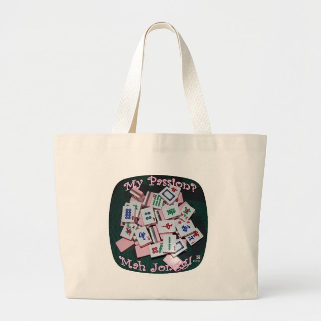 Bolsa Tote Grande meu saco do jongg do mah da paixão (Frente)