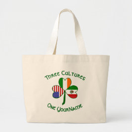 Bolsa Tote Grande Mexicano Irish American Flags Shamrock Seu Nome