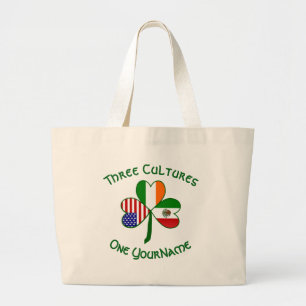 Bolsa Tote Grande Mexicano Irish American Flags Shamrock Seu Nome