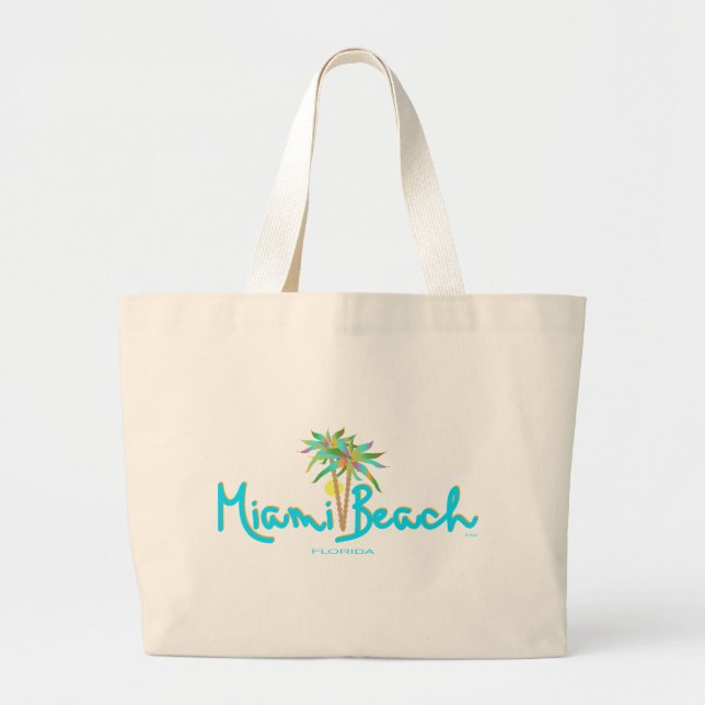 Bolsa Tote Grande Miami Beach, Florida, eu te amo (Frente)