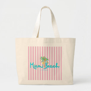 Bolsa Tote Grande Miami Beach Flórida Rosa Tirada Tote Bag
