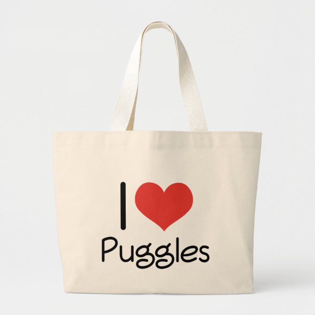 Bolsa Tote Grande Mim coração Puggles (Frente)