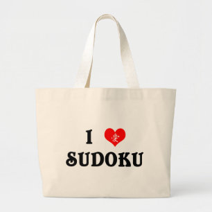 Bolsa Tote Grande Mim sacola do branco de Sudoku do coração