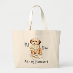Bolsa Tote Grande Minha Lhasa Apso Comeu Minha Carteira Grande Saco 