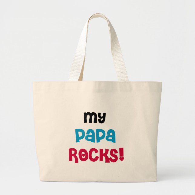 Bolsa Tote Grande Minha papá balança t-shirt e presentes (Frente)