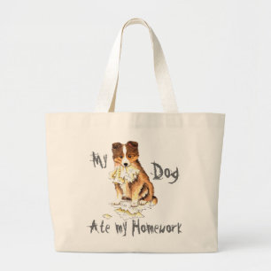 Bolsa Tote Grande Minha Sheltie Comeu Minha Casa