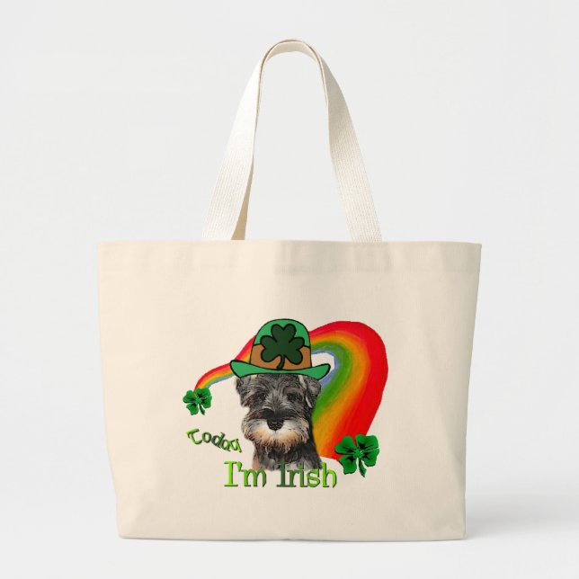 Bolsa Tote Grande Miniatura Schnauzer St Patricks (Frente)