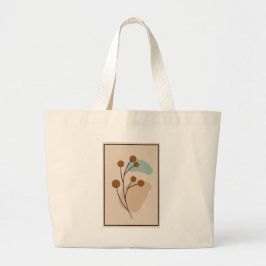 Bolsa Tote Grande Minimalista Abstrato Botânico Estética da Natureza