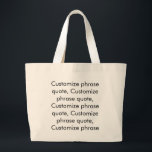 Bolsa Tote Grande Mínimo personalizado, citação monograma elegante<br><div class="desc">Mínimo personalizado,  citação monograma elegante Tote Bag Personalizar,  personalizar com nome,  frase ou texto preto e branco</div>