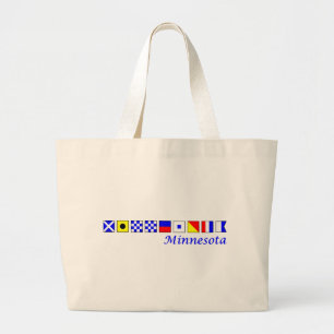Bolsa Tote Grande Minnesota soletrou no alfabeto náutico da bandeir