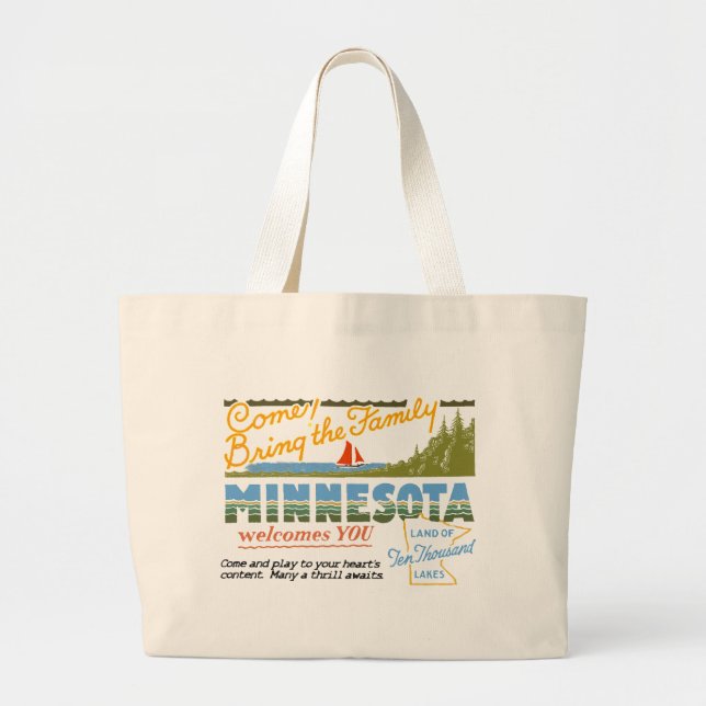 Bolsa Tote Grande Minnesota - terra de dez mil lagos (Frente)