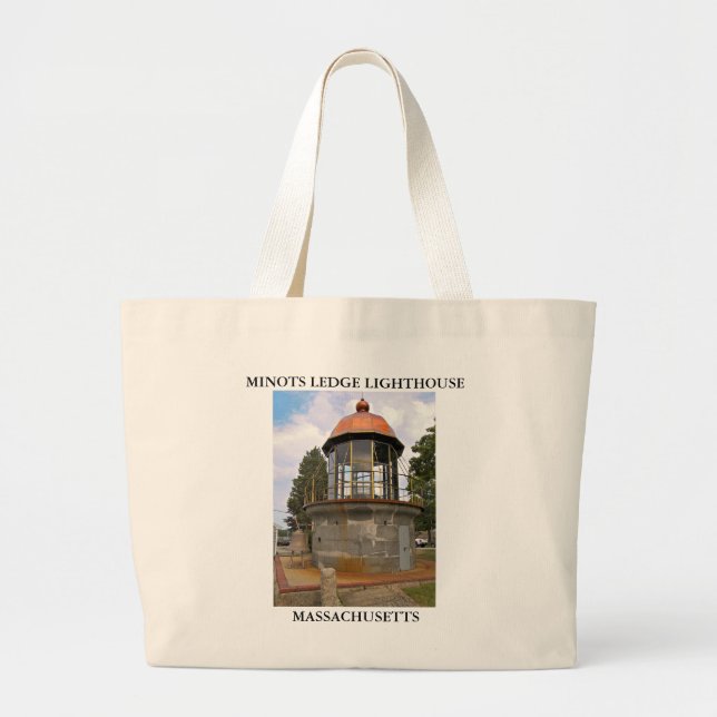 Bolsa Tote Grande Minots Ledge Lighthouse Massachusetts Tote Bag (Frente)