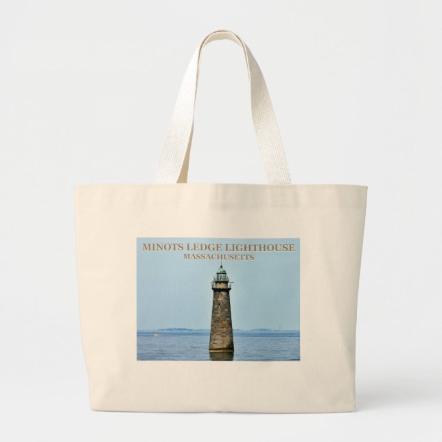 Bolsa Tote Grande Minots Ledge Lighthouse Massachusetts Tote Bag (Frente)