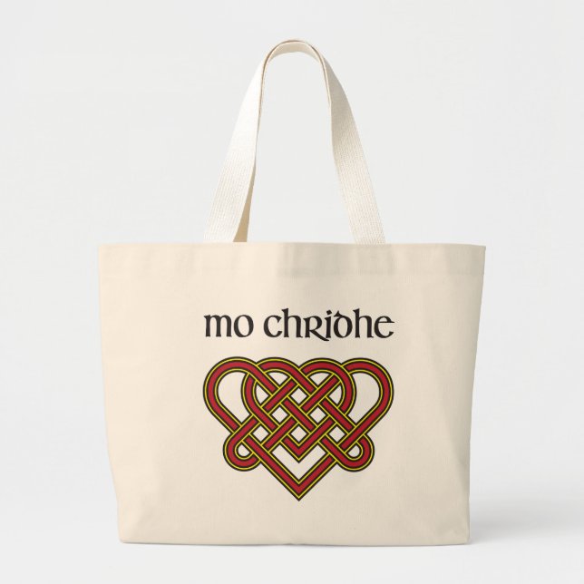 Bolsa Tote Grande Mo Chridhe - meu coração no gaélico (Frente)