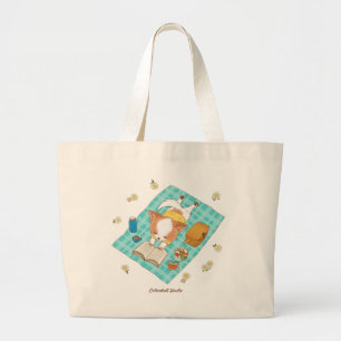 Bolsa Tote Grande Mochi no piquenique Kawaii Cute Puppy Design