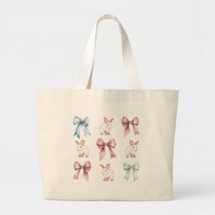 Bolsa Tote Grande Mochila com Cordão Coelhinhos e Laços