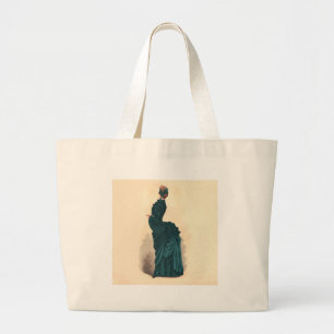 Bolsa Tote Grande Moda de Vestido Victoriano Azul Elegante