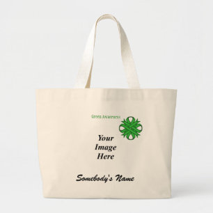 Bolsa Tote Grande Modelo de Green Clover Ribbon por Kenneth Yoncich