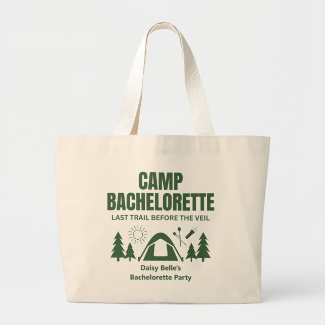 Bolsa Tote Grande Modern Green Camp Bachelorette Weekend (Frente)