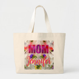 Bolsa Tote Grande 'Mom-Boss-Fire' – Diseño floral en cubos