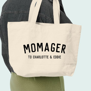 Bolsa Tote Grande Momager Nomes de Crianças do Gerente de Mãe Mode