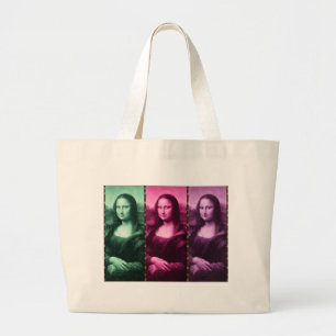 Bolsa Tote Grande Mona Lisa Animal Imprime Púrpura Rosa Verde