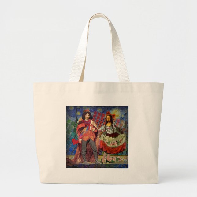 Bolsa Tote Grande Mona Lisa Whimsical (Frente)