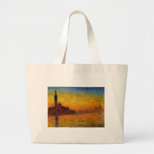 Bolsa Tote Grande Monet Sunset Veneza Impressionismo Colorido Arte