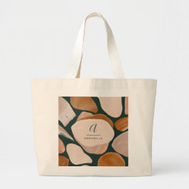 Bolsa Tote Grande Monograma abstrato verde-ferrugem moderna