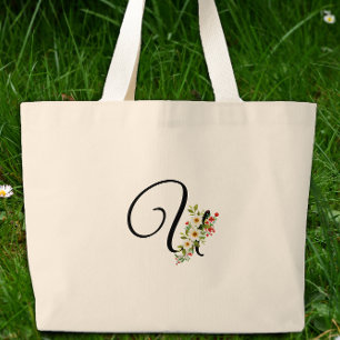 Bolsa Tote Grande Monograma clássico U flor vermelha branca presente